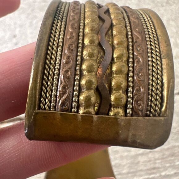Vintage 70s Mix Metal Modernist Cuff Bracelet - Picture 8 of 8